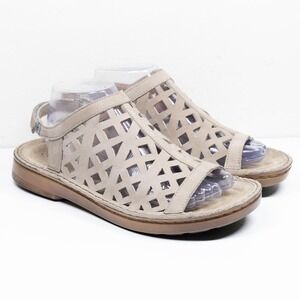 NAOT Amadora Keyhole Leather Slingback Comfort Walking Sandals Taupe Sz 41 / 10